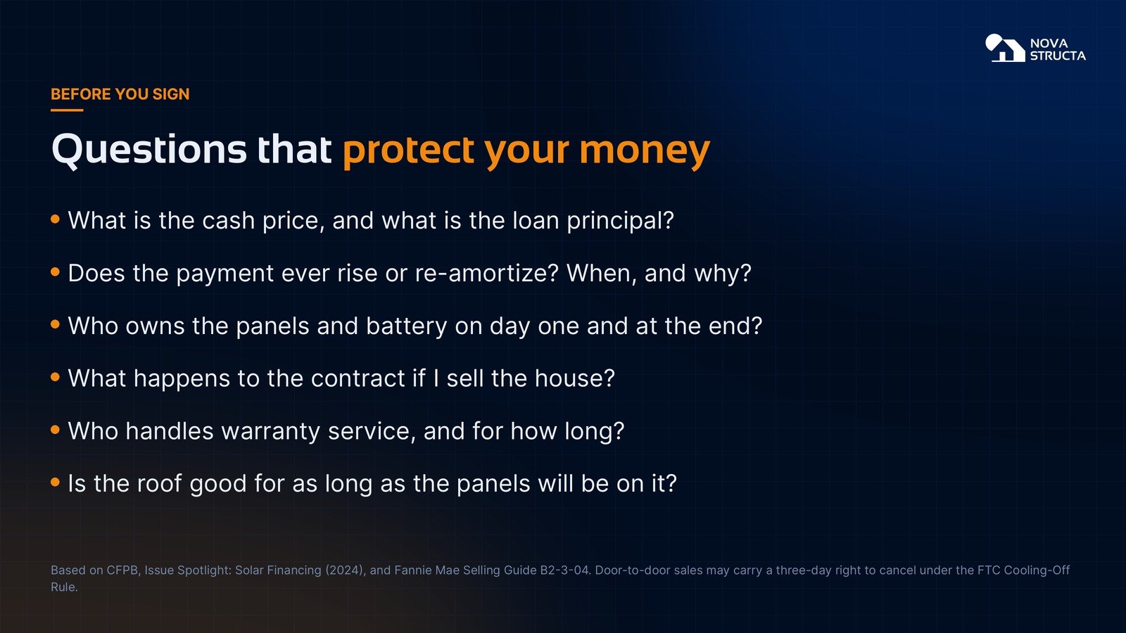 Questions that protect your money before signing a solar contract