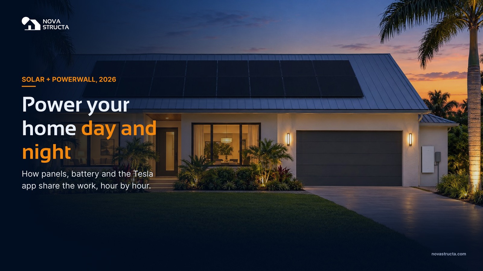 Power your home day and night: how panels, battery and the Tesla app share the work, hour by hour