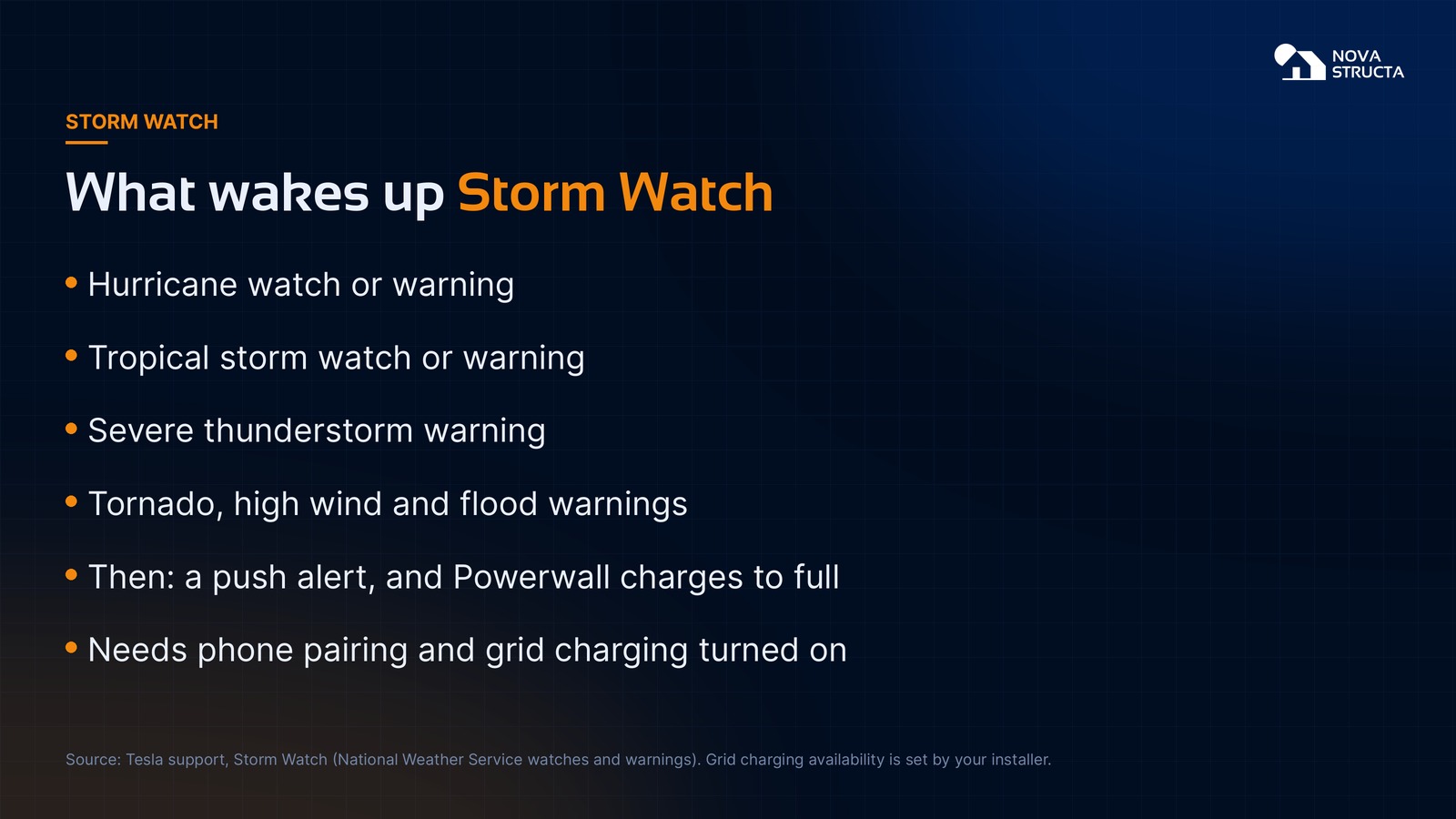 What wakes up Storm Watch: hurricane, tropical storm, severe thunderstorm, tornado, high wind and flood watches or warnings