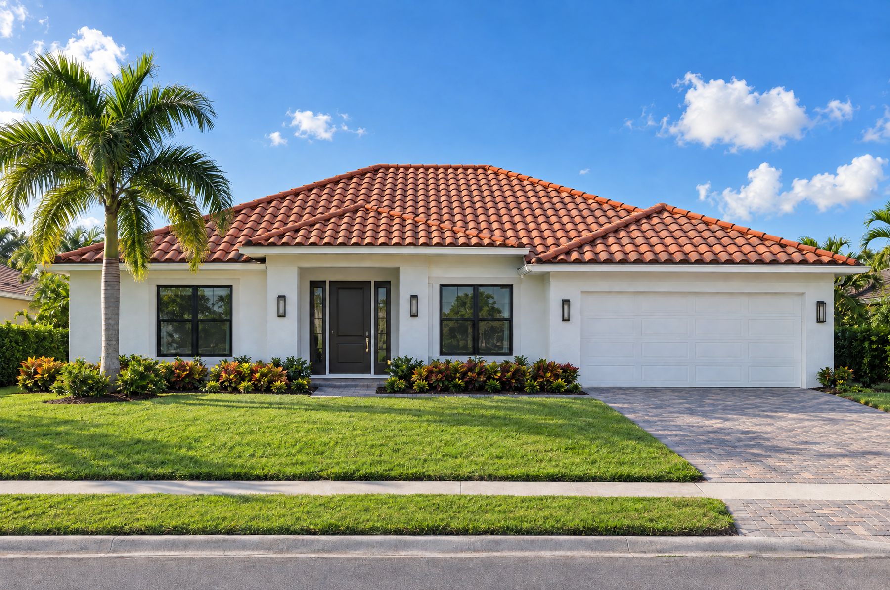 The same Florida home with a terracotta barrel tile hip roof